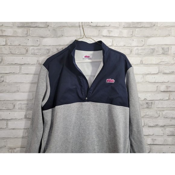 Fade‎ Golf N' Stuff Workshop Sz Large Pullover Sweatshirt Fade 1/4 Zip Navy Gray - Picture 9 of 10